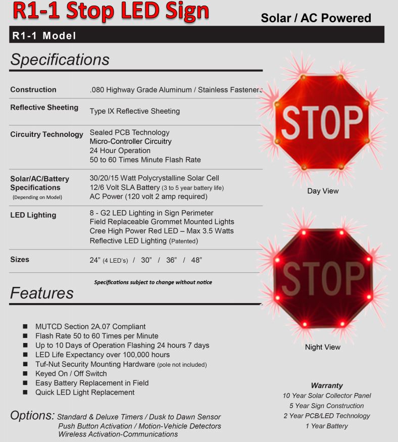 36" Solar Blinking Stop Sign DG-trafficsafetywarehouse.com