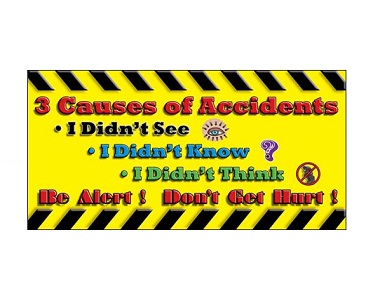 Safety Banner - 3 Causes Of Accidents ( Yellow )