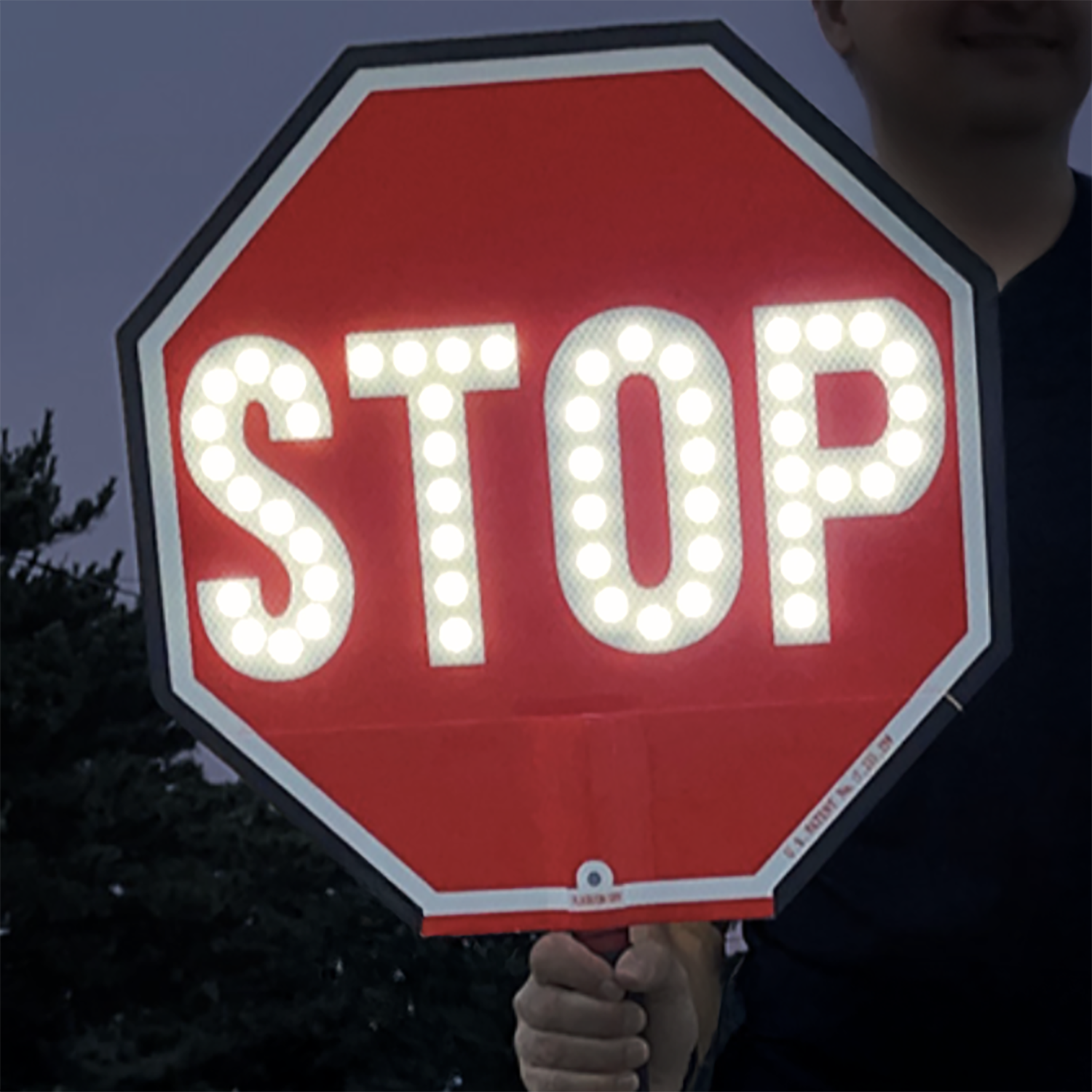 18" LED Flashing STOP-STOP Handheld Paddle Sign