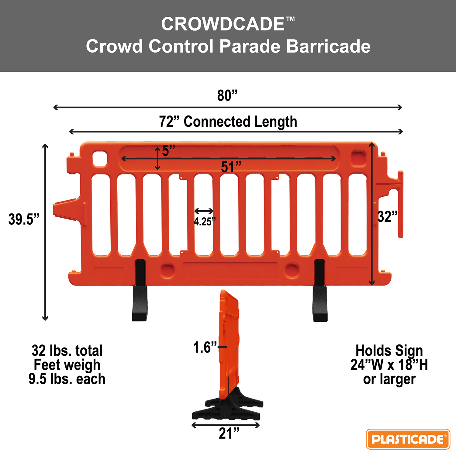 Crowdcade� Plastic Barricade