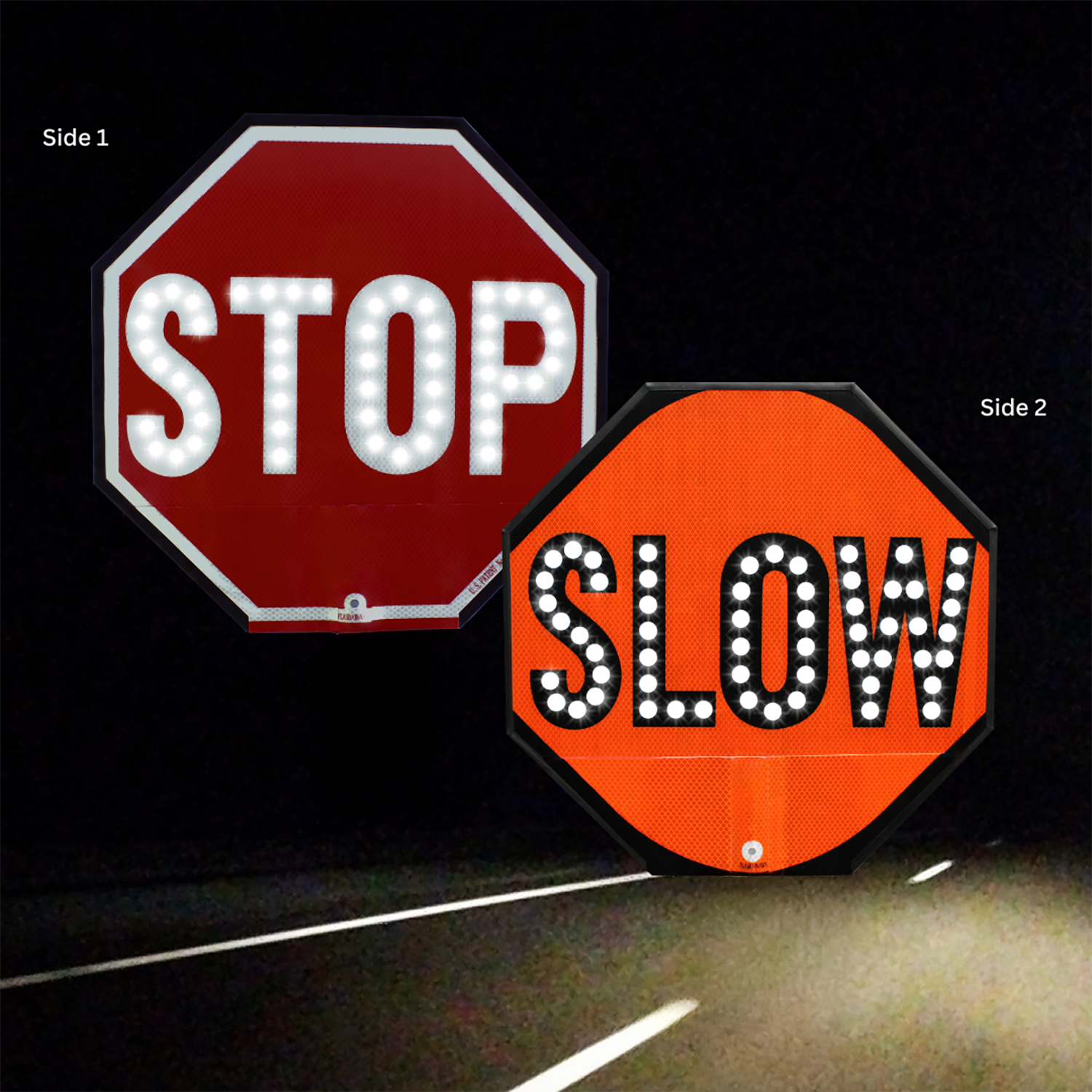 24" LED Flashing STOP-SLOW Handheld Paddle Sign