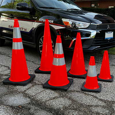 Vanity Art 18 in. Black Base Orange Safety Cone with 6 in. Reflective Collar (Pack of 6)