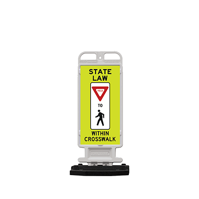 Crosscade Crosswalk Sign (STATE LAW YIELD TO PEDESTRIANS) - 36in Double-Sided Panel with 28 lbs. Rub
