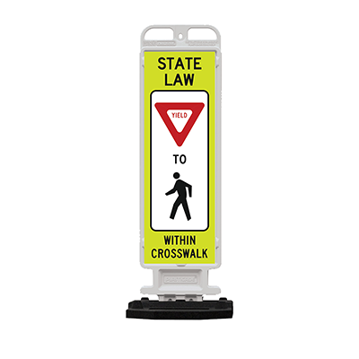 Crosscade Crosswalk Sign (STATE LAW YIELD TO PEDESTRIANS) - 24in Double-Sided Panel with 28 lbs. Rub
