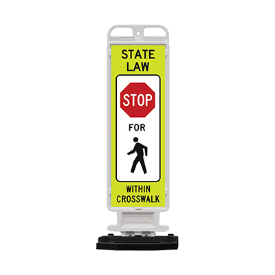 Crosscade Crosswalk Sign (STATE LAW STOP FOR PEDESTRIANS) - 24" Double-Sided Panel with 28 lbs. Rub