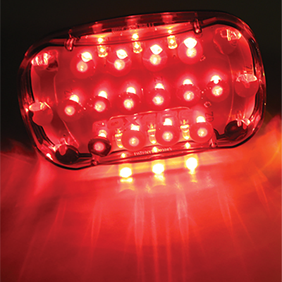 Foxfire portable magnetic led signal light 4-pack w/case - side view of fork lift shown with 1 red l