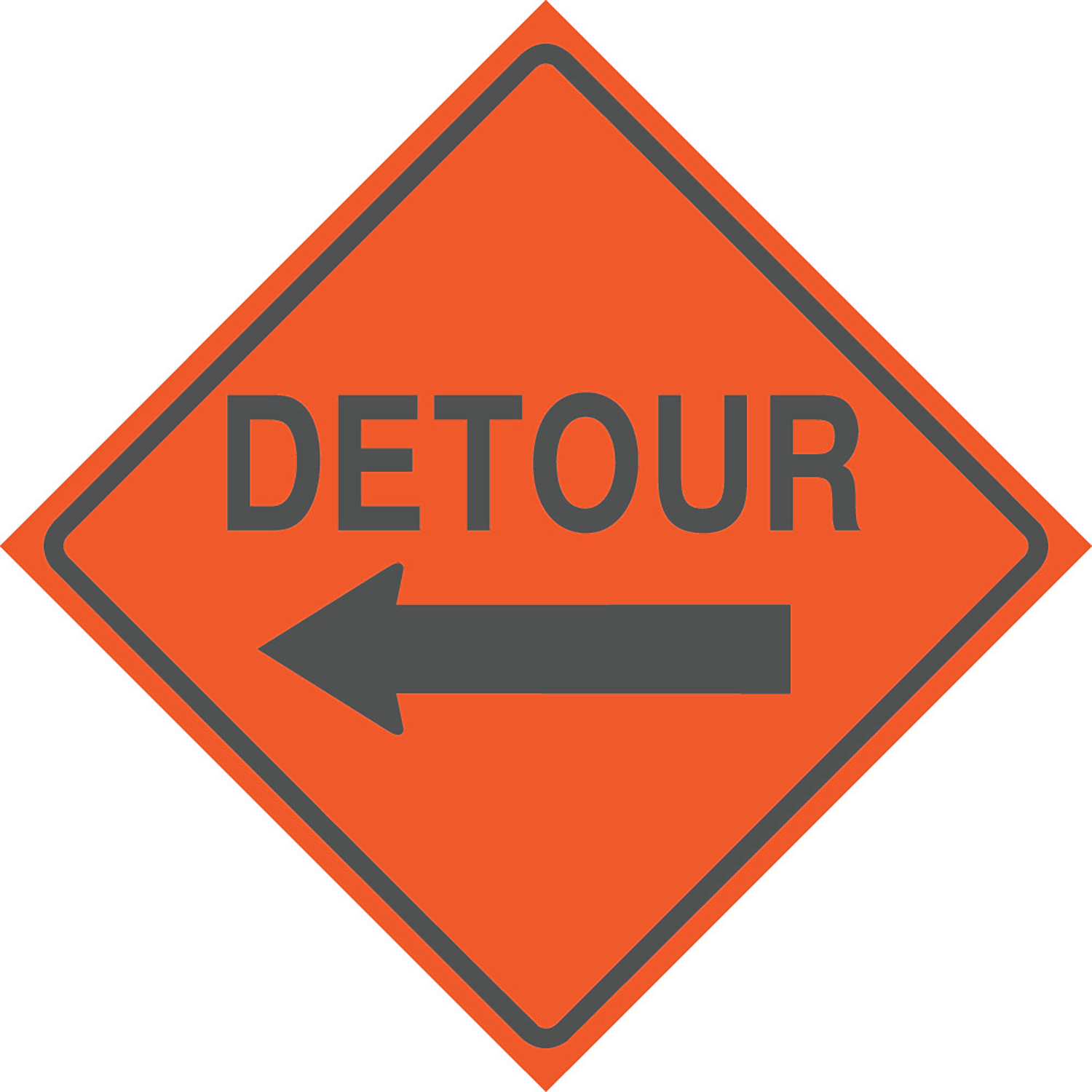 Reflective Water-Resistant DETOUR LEFT ARROW Sign