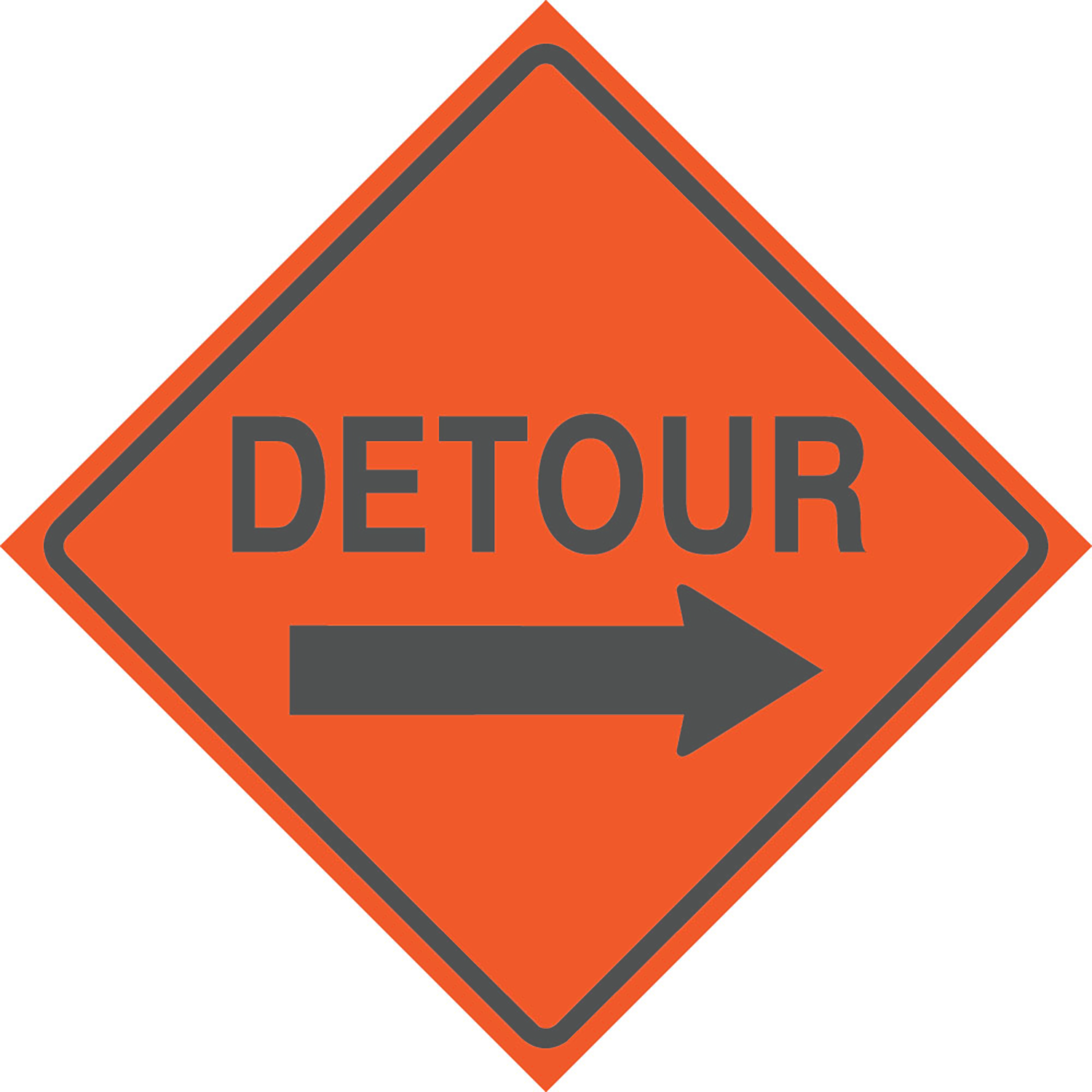 Reflective Water-Resistant DETOUR RIGHT ARROW Sign