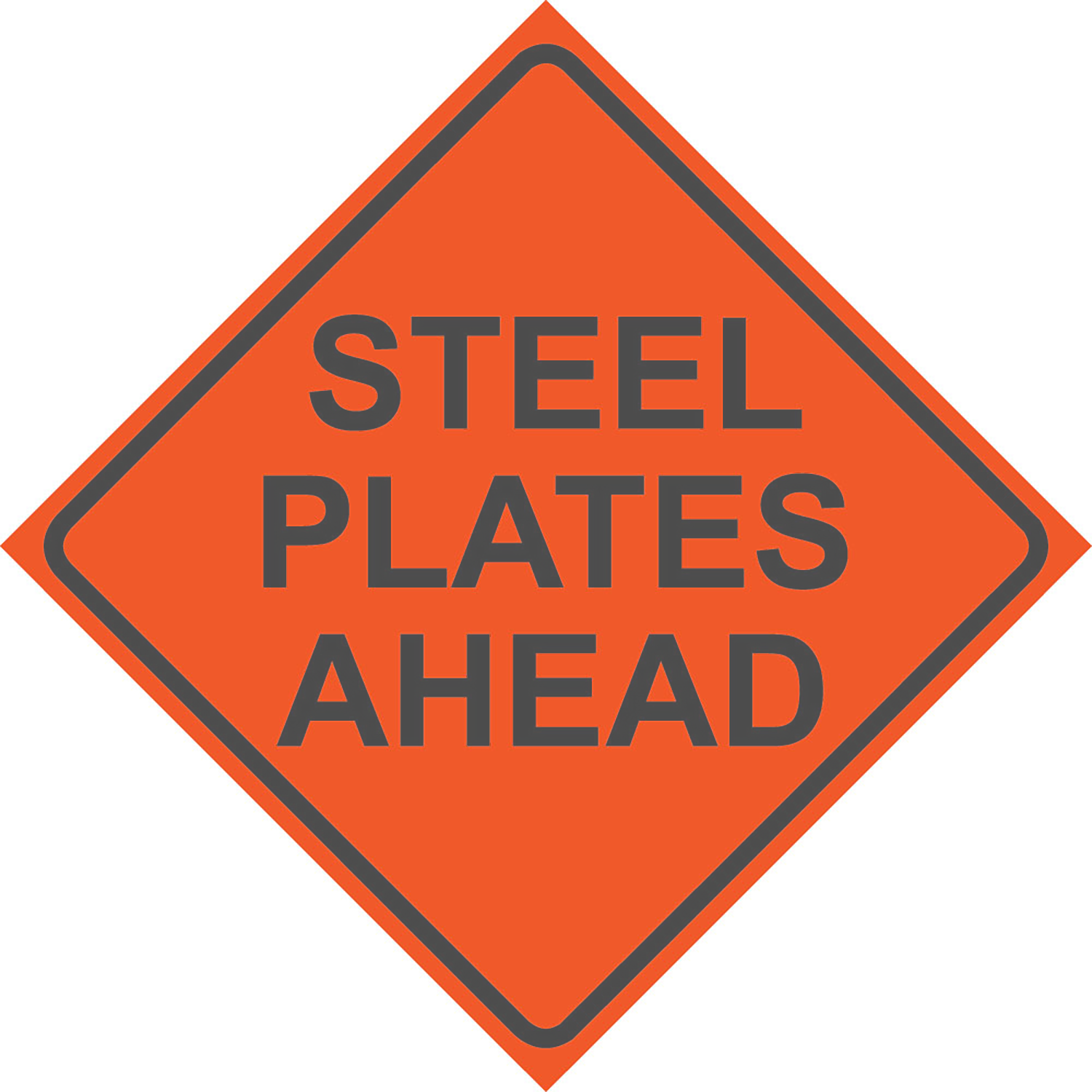 Reflective Water-Resistant STEEL PLATES AHEAD Sign