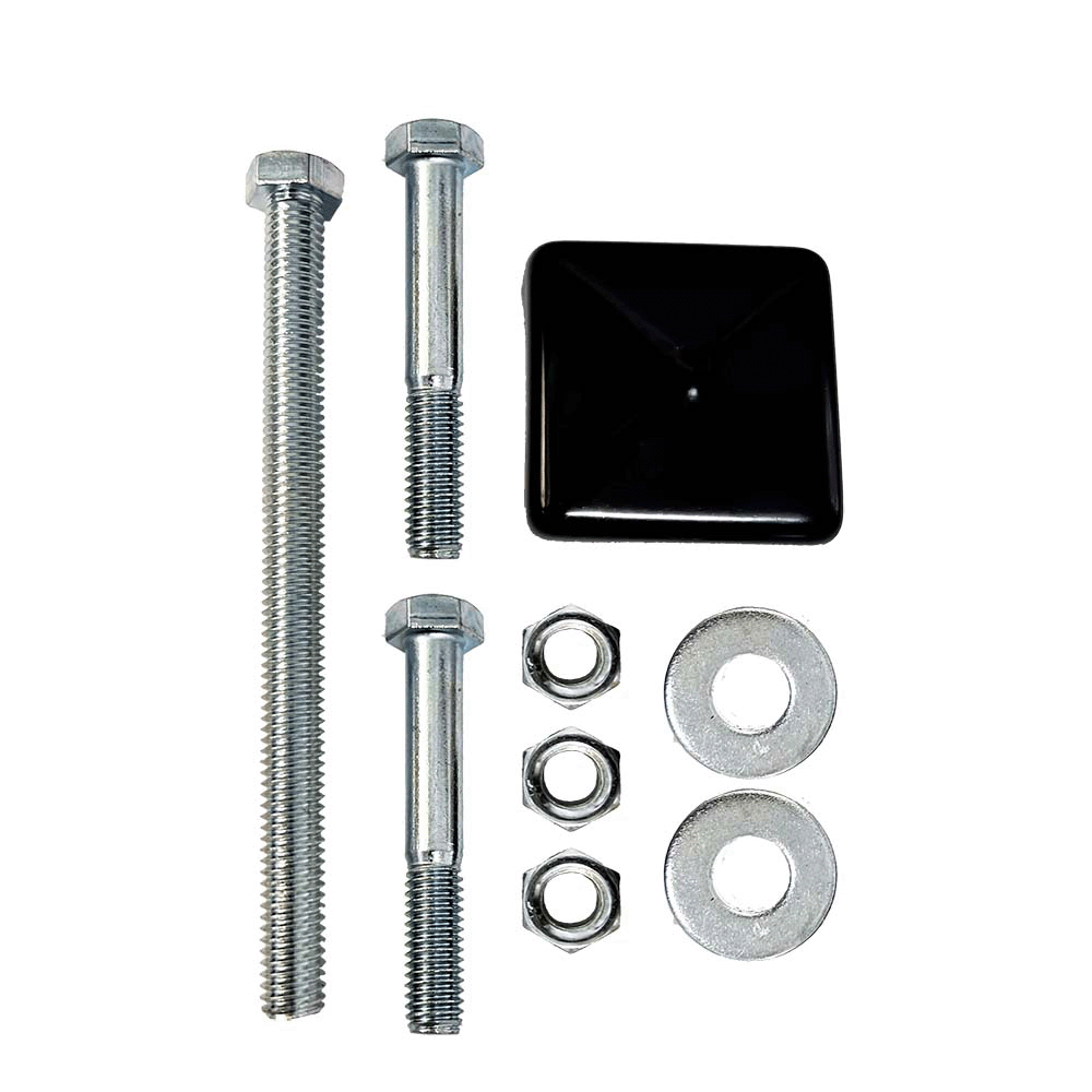 Included hardware: 3 bolts, 5 washers, and post cap.