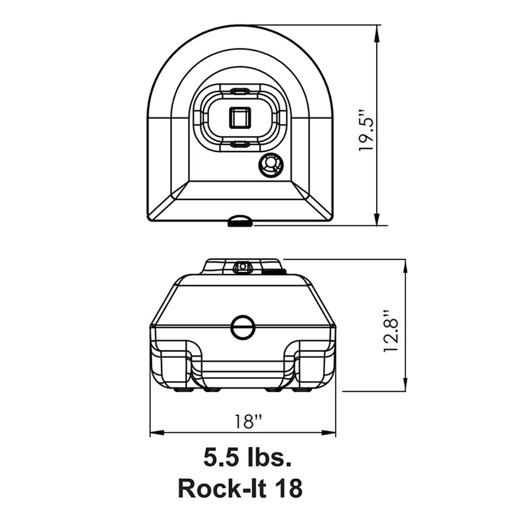 Technical drawing of 18" Rock-It base.