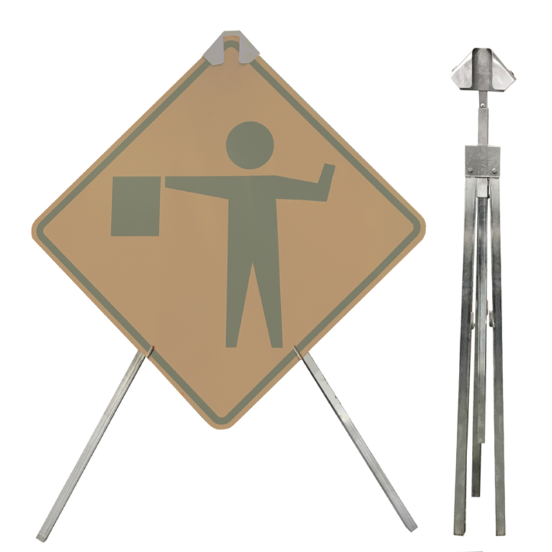 Plasticade Tri-Pod Sign Stand, Galvanized Steel, for Rigid Signs 36 & 48 SS100