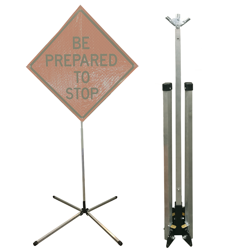 Plasticade Medium Springless Sign Stand for Roll-Up Signs 36 & 48, Aluminum