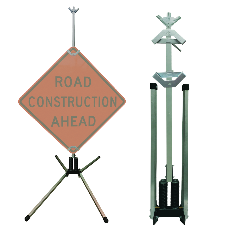 Plasticade Heavy Duty Double Spring Sign Stand for Rigid Signs 36 & 48, Aluminum