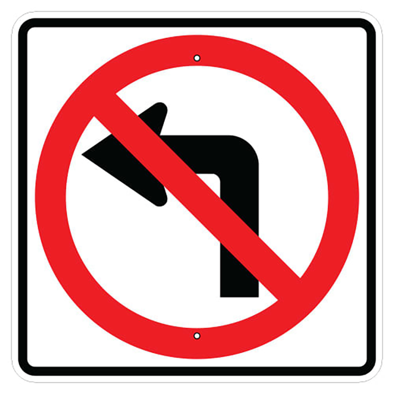 Aluminum No Left Turn Symbol Sign R3 2S trafficsafetywarehouse