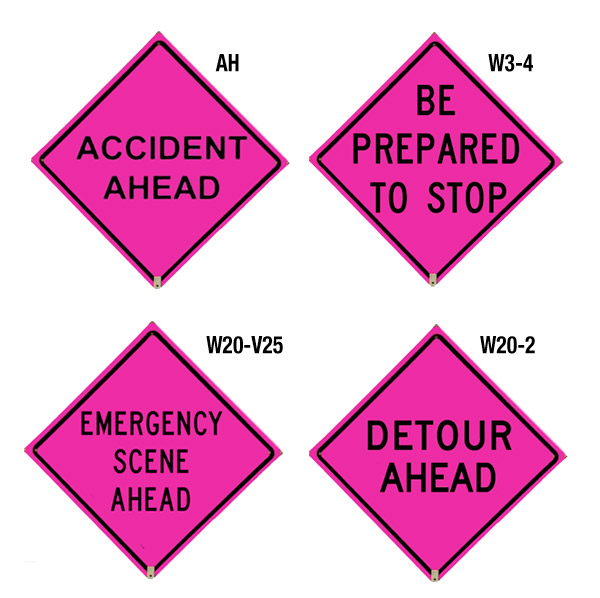Pink RollUp Signs High Intensity Reflective