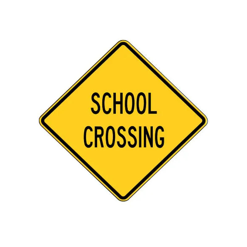 USED STREET SIGN SCHOOL CROSSING YELLOW/GREEN w/BLACK DETAILS