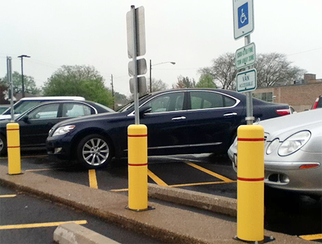 Bollards used in parking lots