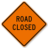 orange road closed sign