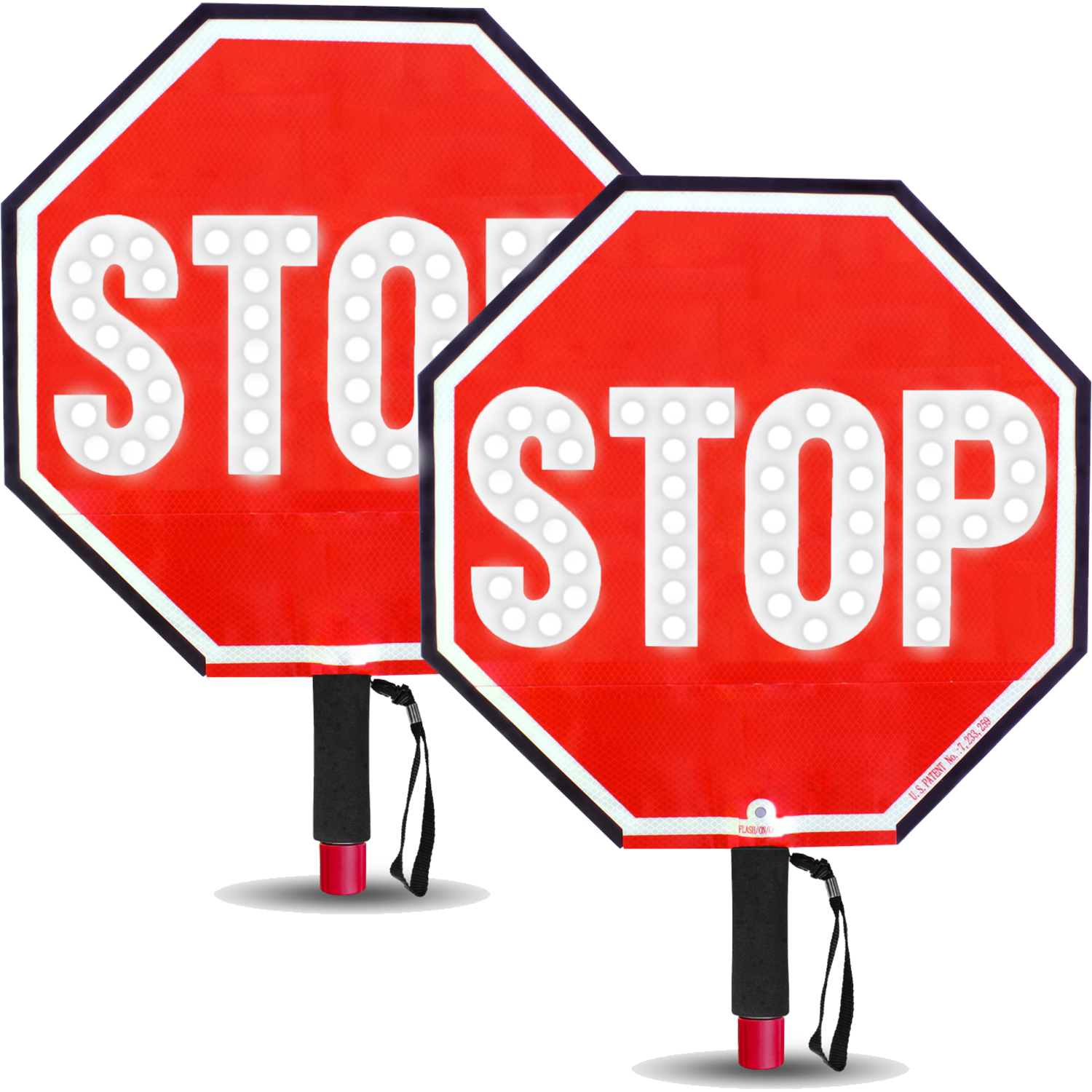 12" LED Flashing STOP-STOP Handheld Paddle Sign