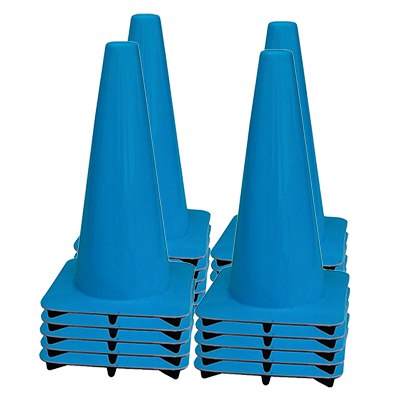 18" All Blue Traffic Cones - 3 lbs (case of 20 cones)