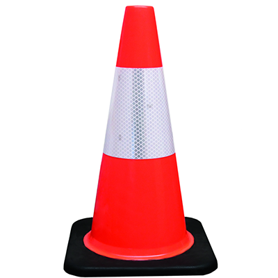 Plastic Traffic Cones with Rubber Bases for Construction Caution