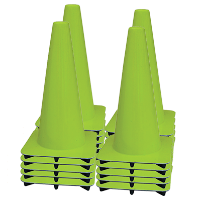 18" All Lime Green Traffic Cones - 3 lbs (case of 20 cones)