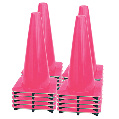 18" All Pink Traffic Cones - 3 lbs (case of 20 cones)