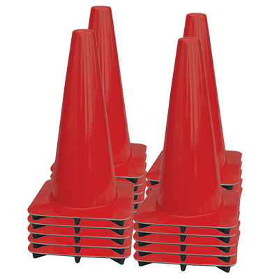 18" All Red Traffic Cones - 3 lbs (case of 20 cones)