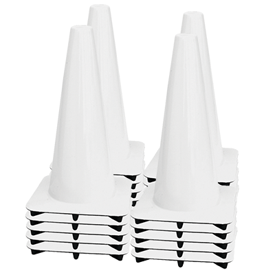 18" All White Traffic Cones - 3 lbs (case of 20 cones)