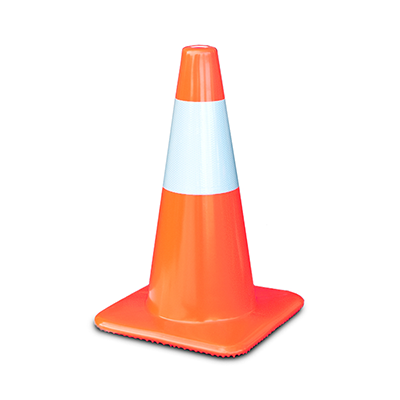 18" All Orange Traffic Cones (6" Reflective Collar) - 3 lbs