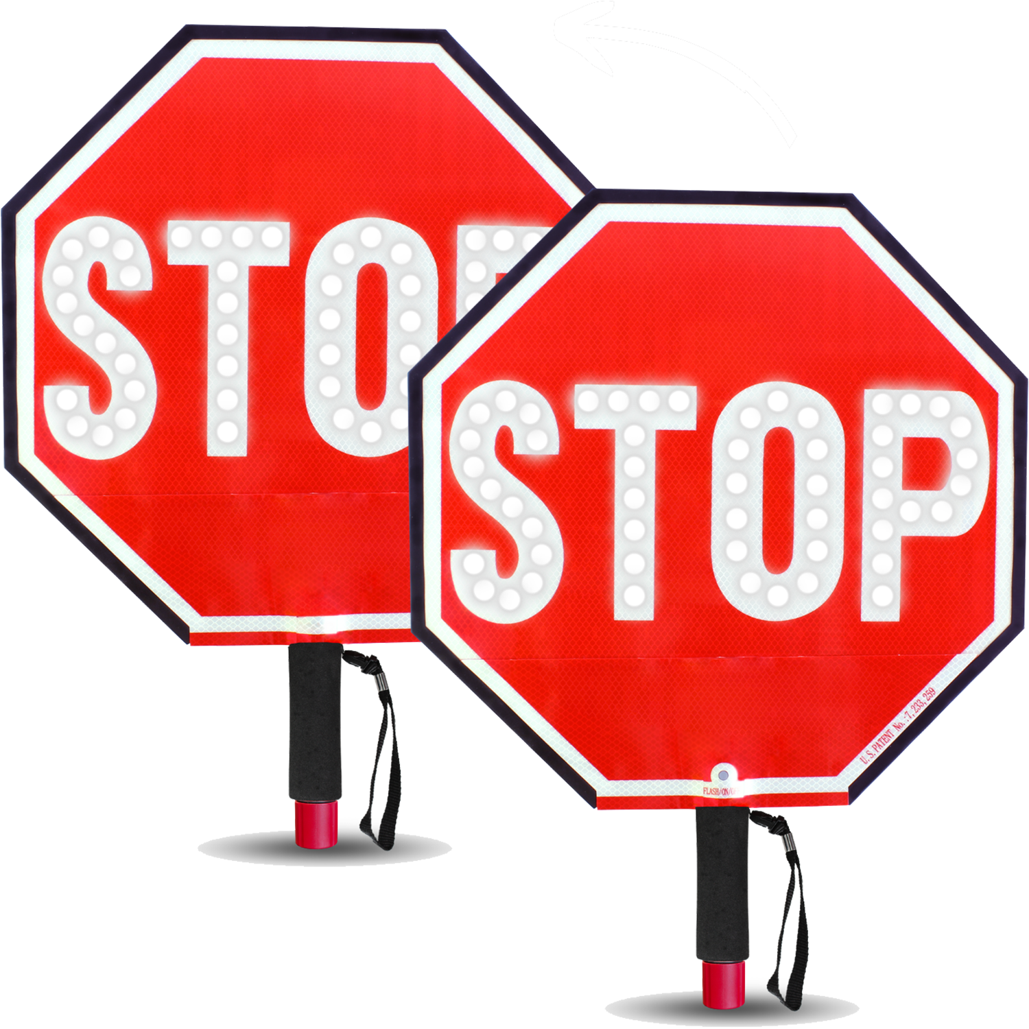 18" LED Flashing STOP-STOP Handheld Paddle Sign