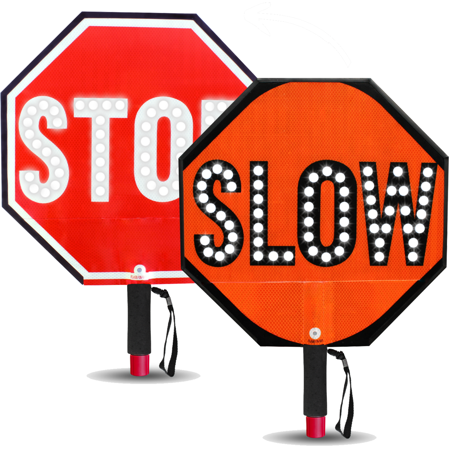 24" LED Flashing STOP-SLOW Handheld Paddle Sign