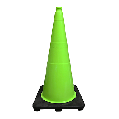 28" Lime Green Traffic Cone (Black Base) - 7 lbs