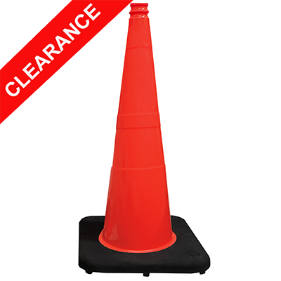 28" Orange Slimline Traffic Cone (Black Base) - 7 lbs
