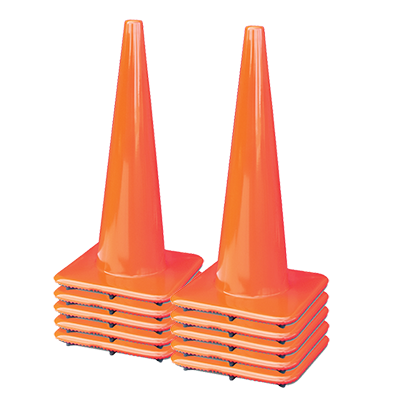 28" All Orange Slimline Traffic Cones - 7 lb (Case of 8)