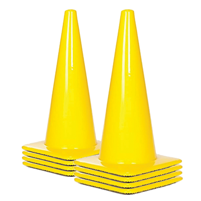 28" All Yellow Traffic Cones - 7 lbs (case of 8 cones)