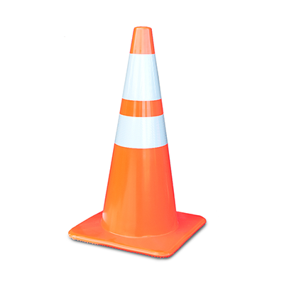 28" All Orange Traffic Cones (4" & 6" Reflective Collars)