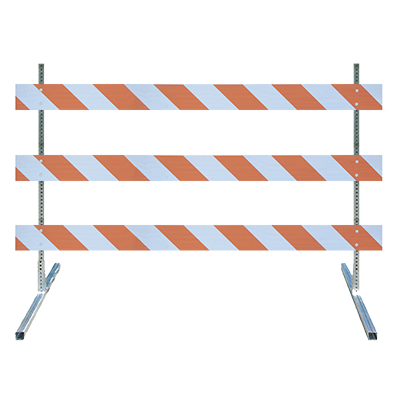 Type III Barricade Kit (Square Steel Feet & Uprights) - 8' Boards