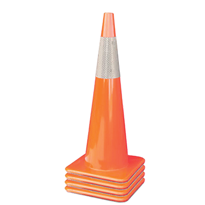 36" All Orange Traffic Cones (6" Reflective Collar) - 10 lb (Case of 4)