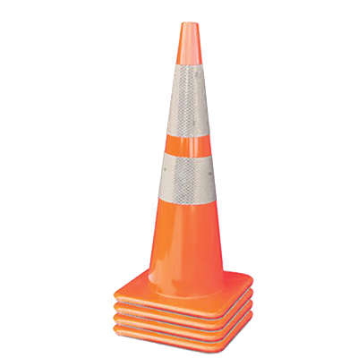 36" All Orange Traffic Cones (4" & 6" Reflective Collars) - 7 lb (Case of 4)