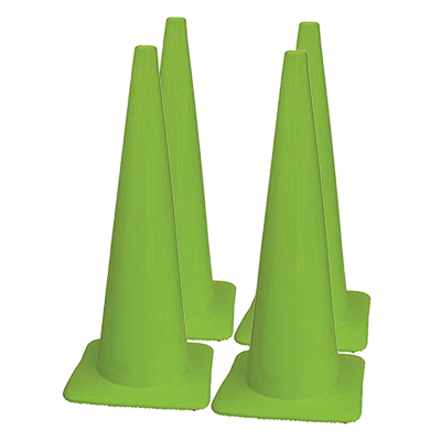 36" Lime Green Traffic Cones - 10 lbs (Case of 4)