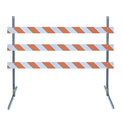 Type III Barricade Kit (Angle Iron Uprights & Feet) - 10' Boards