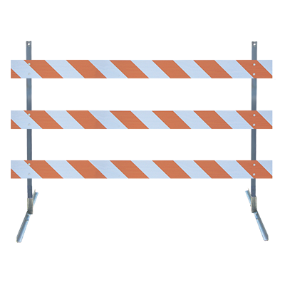 Type III Barricade Kit (Angle Iron Uprights & Feet) - 8' Boards