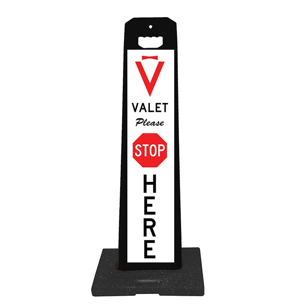 Vertical Panel 45" Valet Parking Sign (STOP HERE) - White