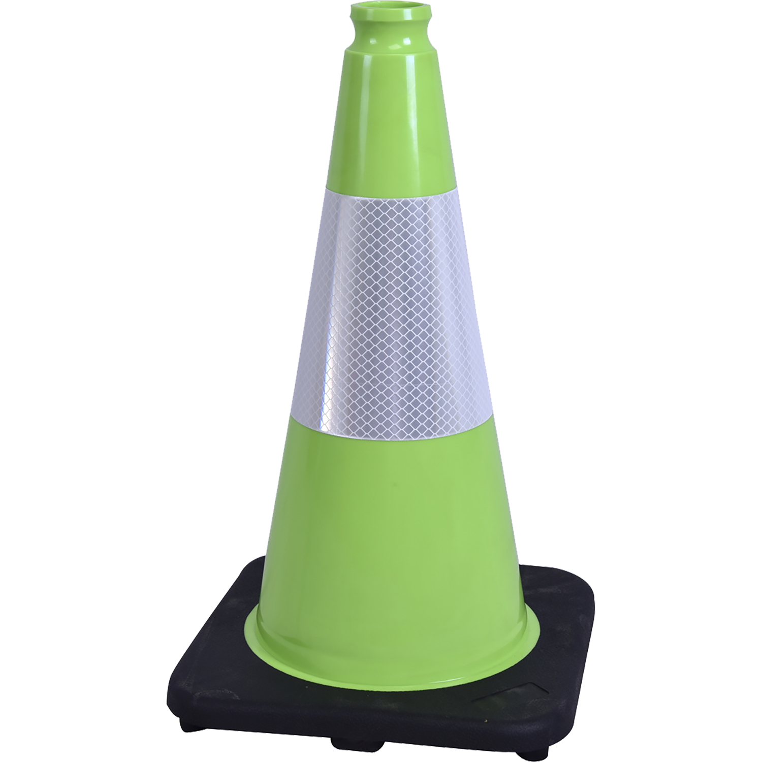 18" Lime Green Traffic Cone (Black Base) (6" Collar)