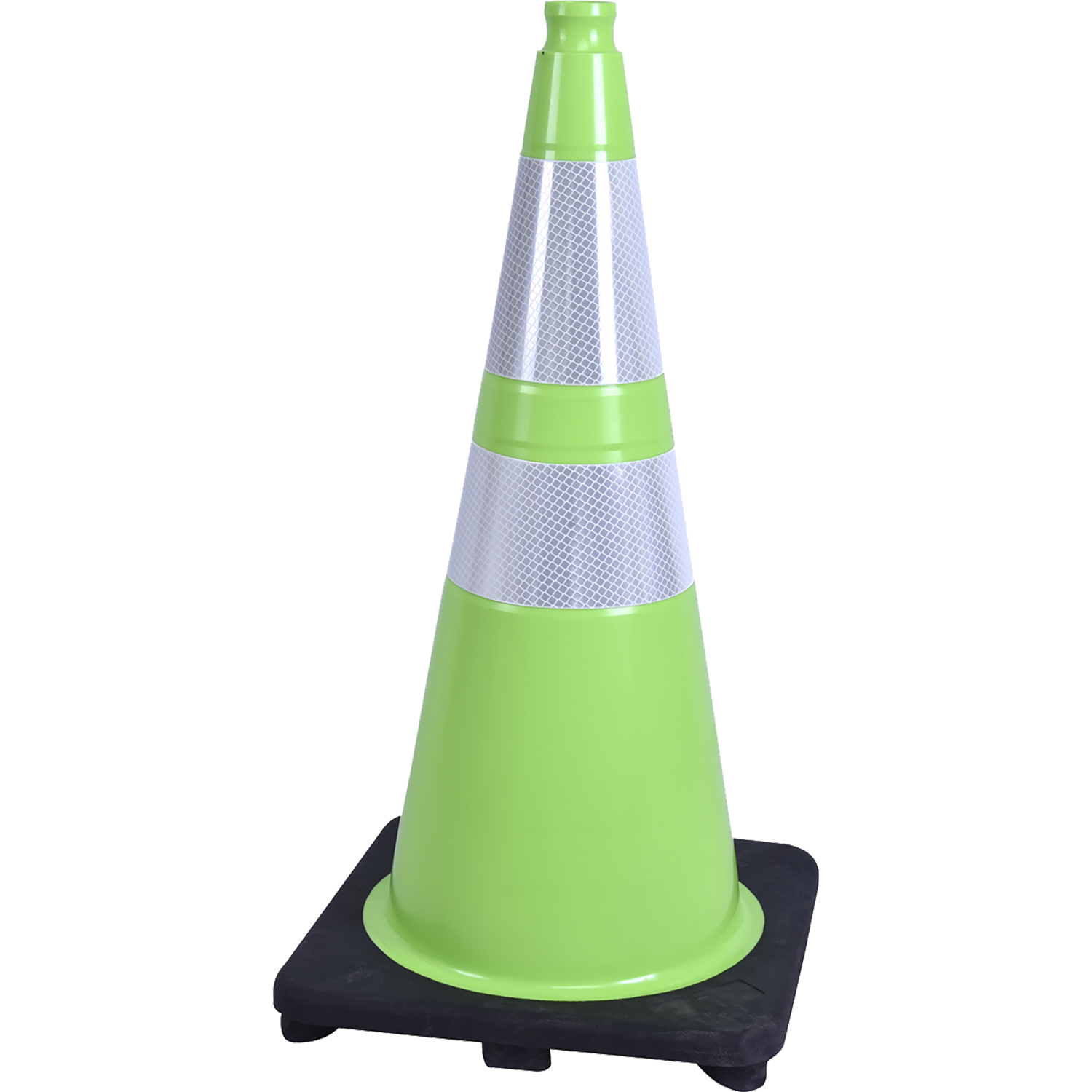36" Lime Green Traffic Cone (Black Base) (4" & 6" Collars)