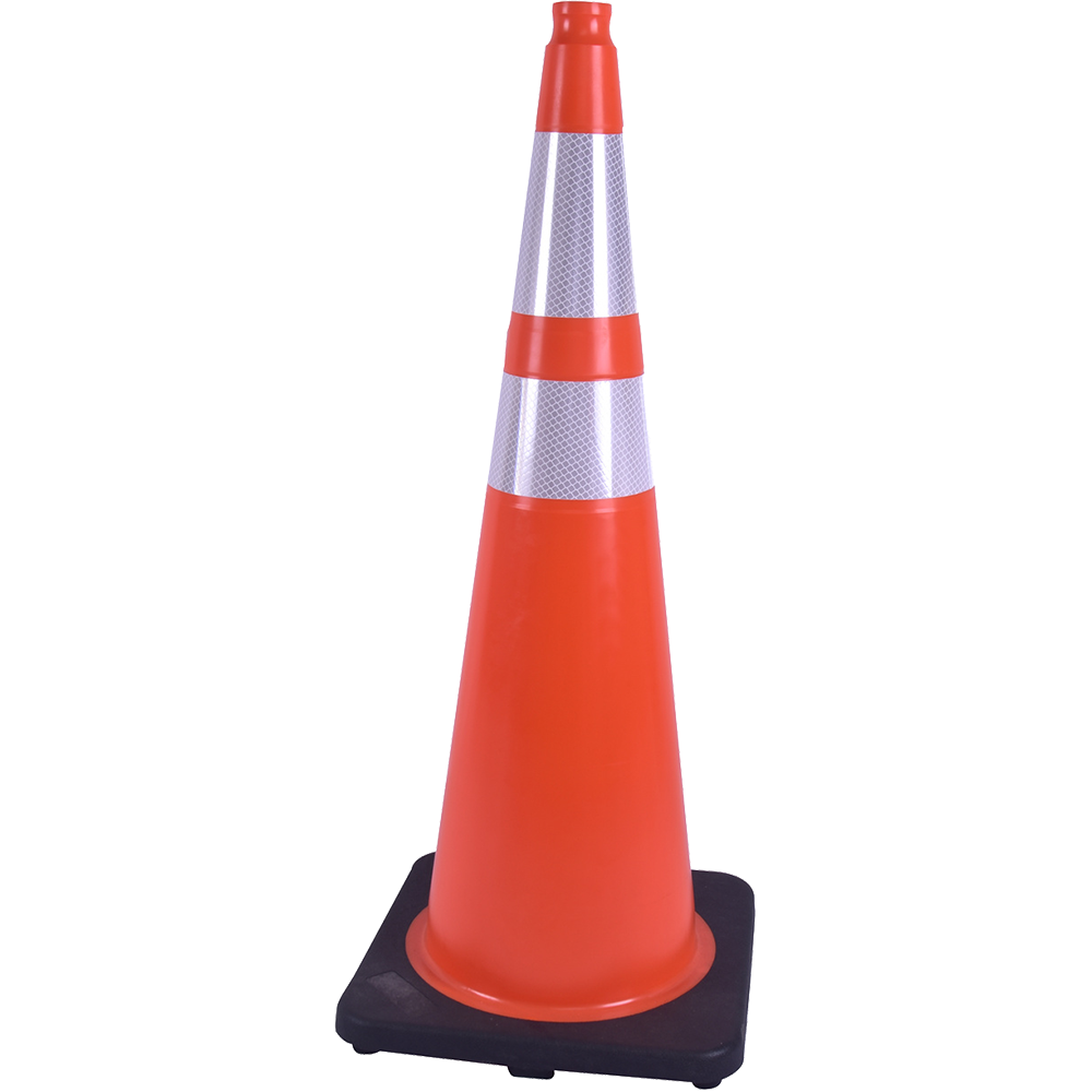 36" Orange Traffic Cone (Black Base) (4" & 6" Collars) 10 lb