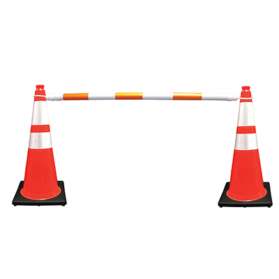 Retractable Traffic Cone Bar (Adjusts from 5.5' to 10') - Reflective Orange & White