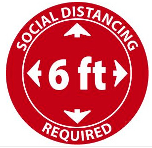 Social Distancing Required Decals, 5 per pack